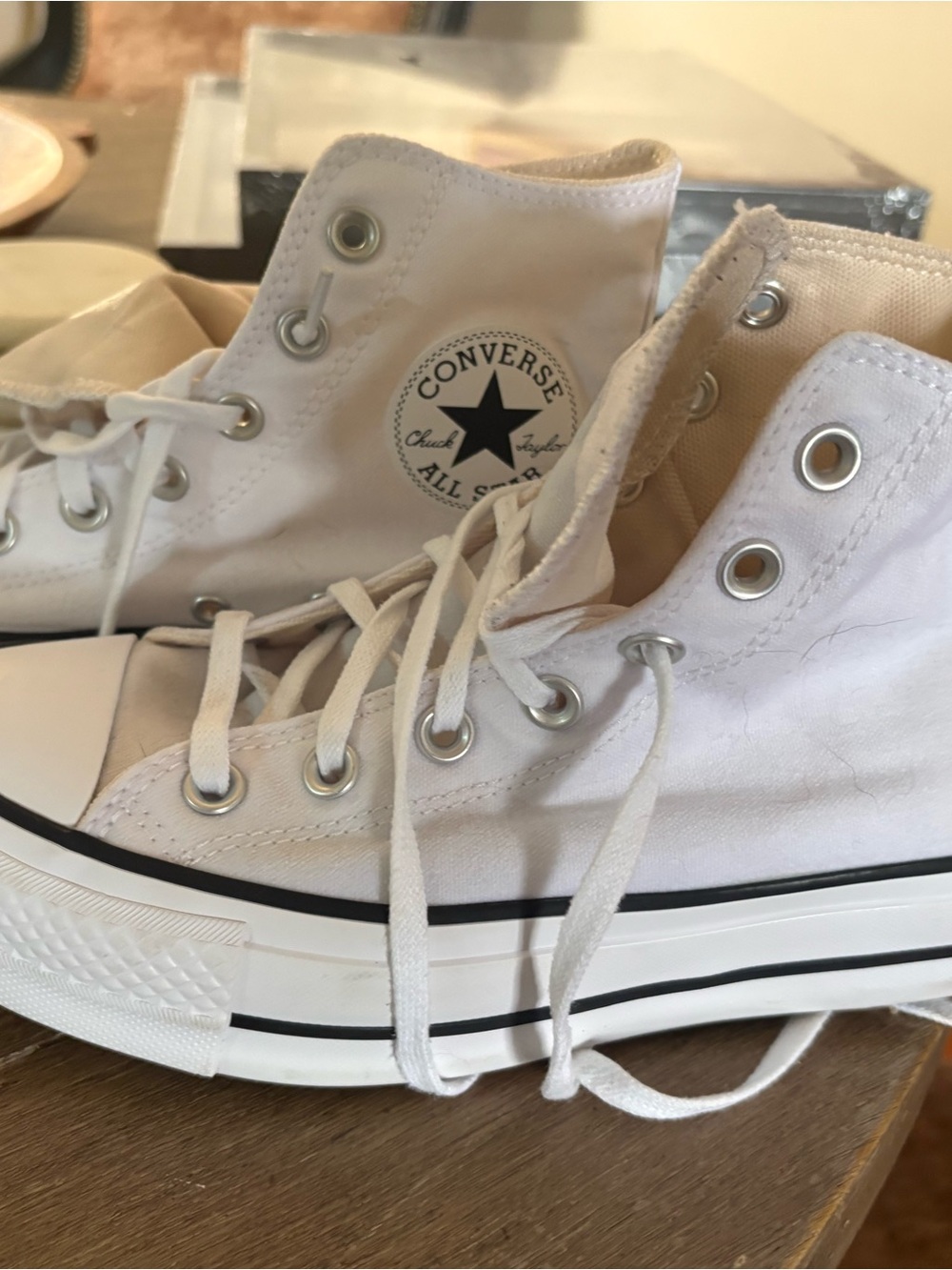 Converse White High Top Canvas Sneakers